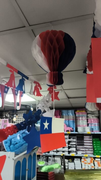 Globo decorativo panal tricolor colgante con bandera de Chile