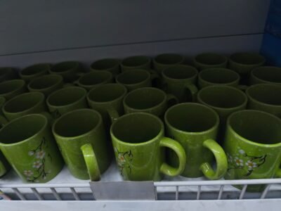 Tazas Verdes Floreadas