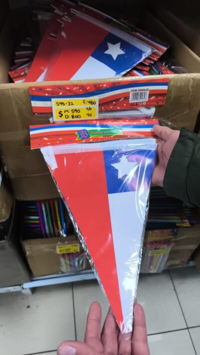 Banderín triangular bandera de Chile Fiestas Patrias