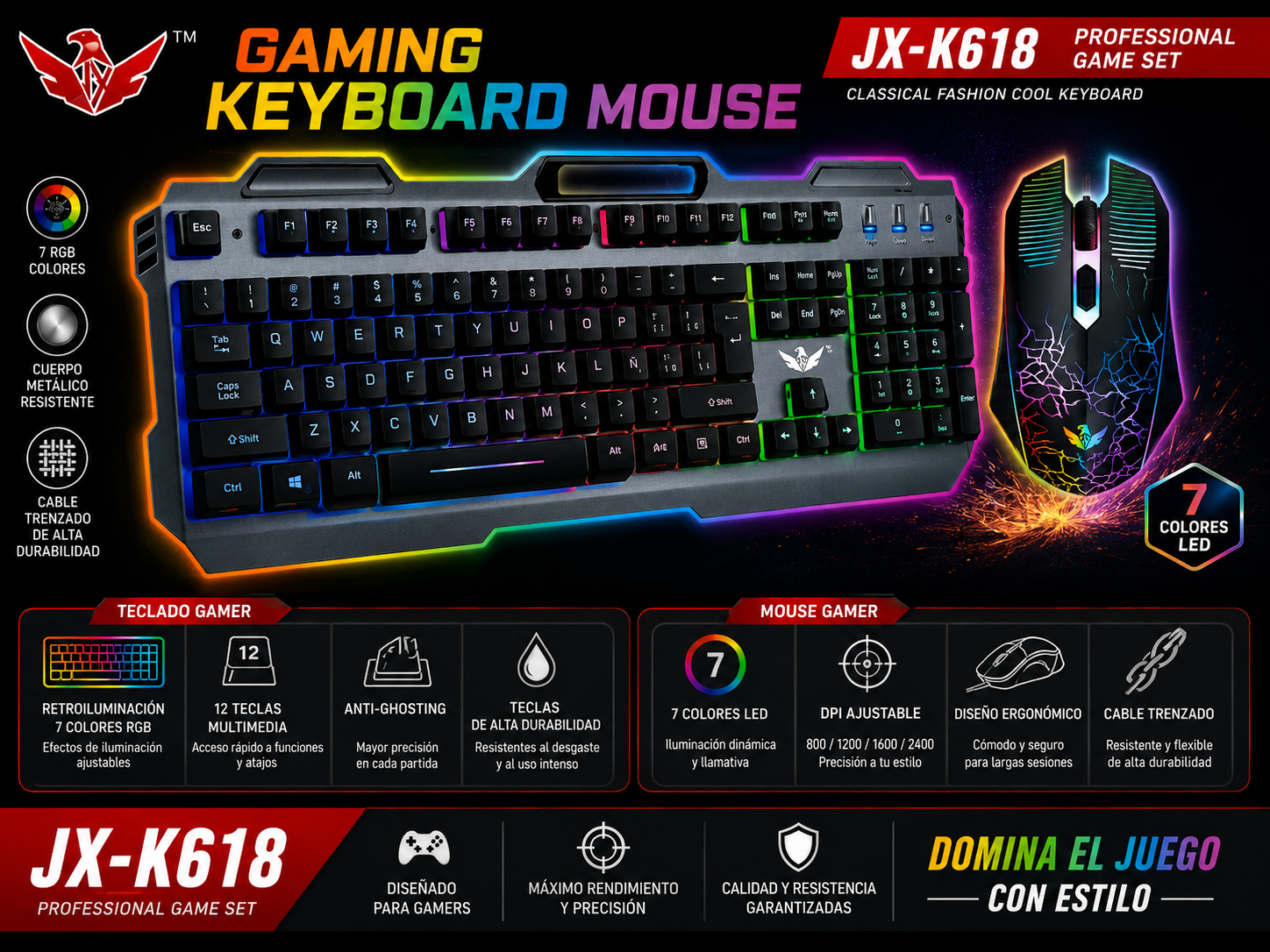 Teclado y Mouse Gamer JX-K618