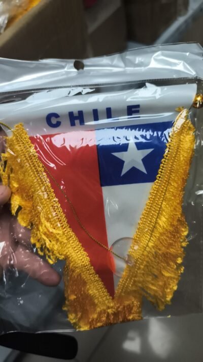 Banderín Chile con flecos dorados